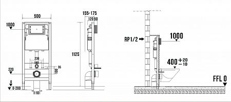 Сенсорная система инсталляции для подвесного унитаза 500х1125 (3 в 1) Terminus Йошкар-Ола - фото 9