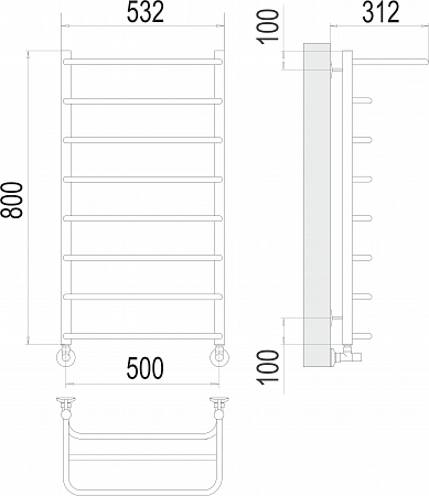 Полка П8 500х800  Полотенцесушитель  TERMINUS Йошкар-Ола - фото 3