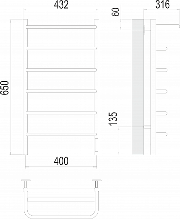 Полка П6 400х650 Электро (quick touch) Полотенцесушитель  TERMINUS Йошкар-Ола - фото 3