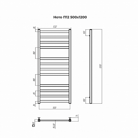 Ното П12 500х1200 Полотенцесушитель TERMINUS Йошкар-Ола - фото 3