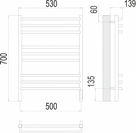 Соренто П9 500х700 электро (sensor quick touch) Полотенцесушитель  TERMINUS Йошкар-Ола - фото 3