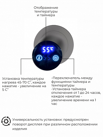 Рондо П2 350х760 электро Полотенцесушитель TERMINUS Оружейная сталь Йошкар-Ола - фото 5