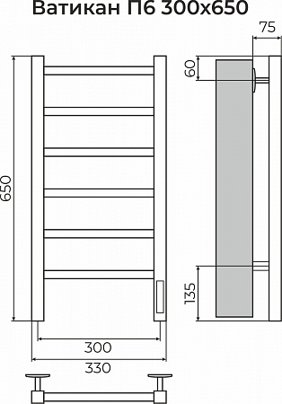 Ватикан П6 300х650 Электро (quick touch) Полотенцесушитель TERMINUS Йошкар-Ола - фото 3