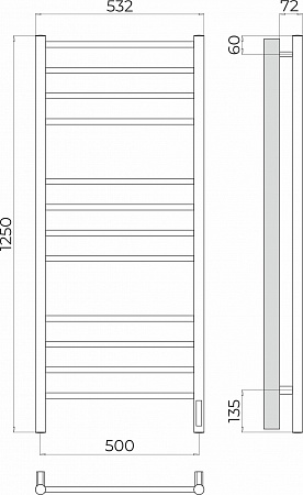 Аврора П12 500х1250 Электро (quick touch) Полотенцесушитель TERMINUS Йошкар-Ола - фото 3