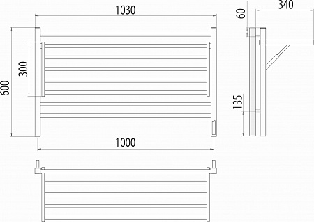 Горизонт П8 1000х600 электро КС ЧЕРНЫЙ МУАР (sensor quick touch) Полотенцесушитель TERMINUS Йошкар-Ола - фото 5