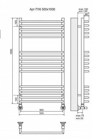 Арт П16 500х1000 Полотенцесушитель  TERMINUS Йошкар-Ола - фото 3