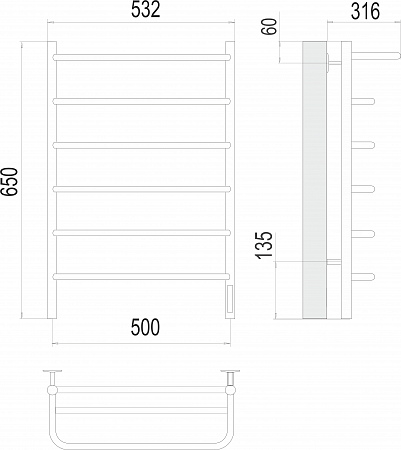 Полка П6 500х650 Электро (quick touch) Полотенцесушитель  TERMINUS Йошкар-Ола - фото 3